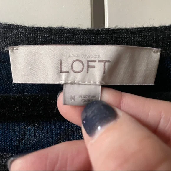 LOFT Grey and Blue Leopard print Sweater Dress - Picture 10 of 12